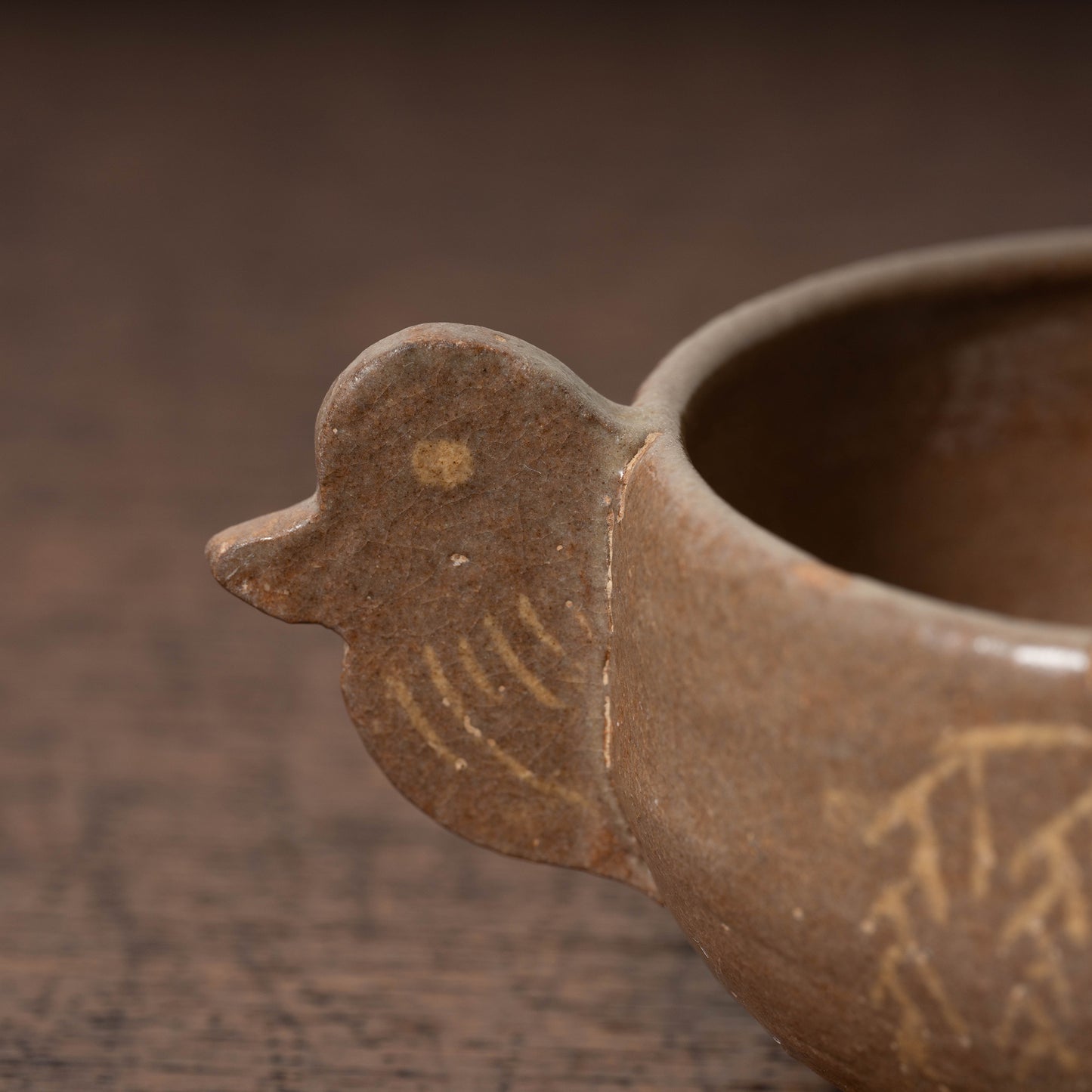 高麗 米色青磁柳文鳥耳小碗