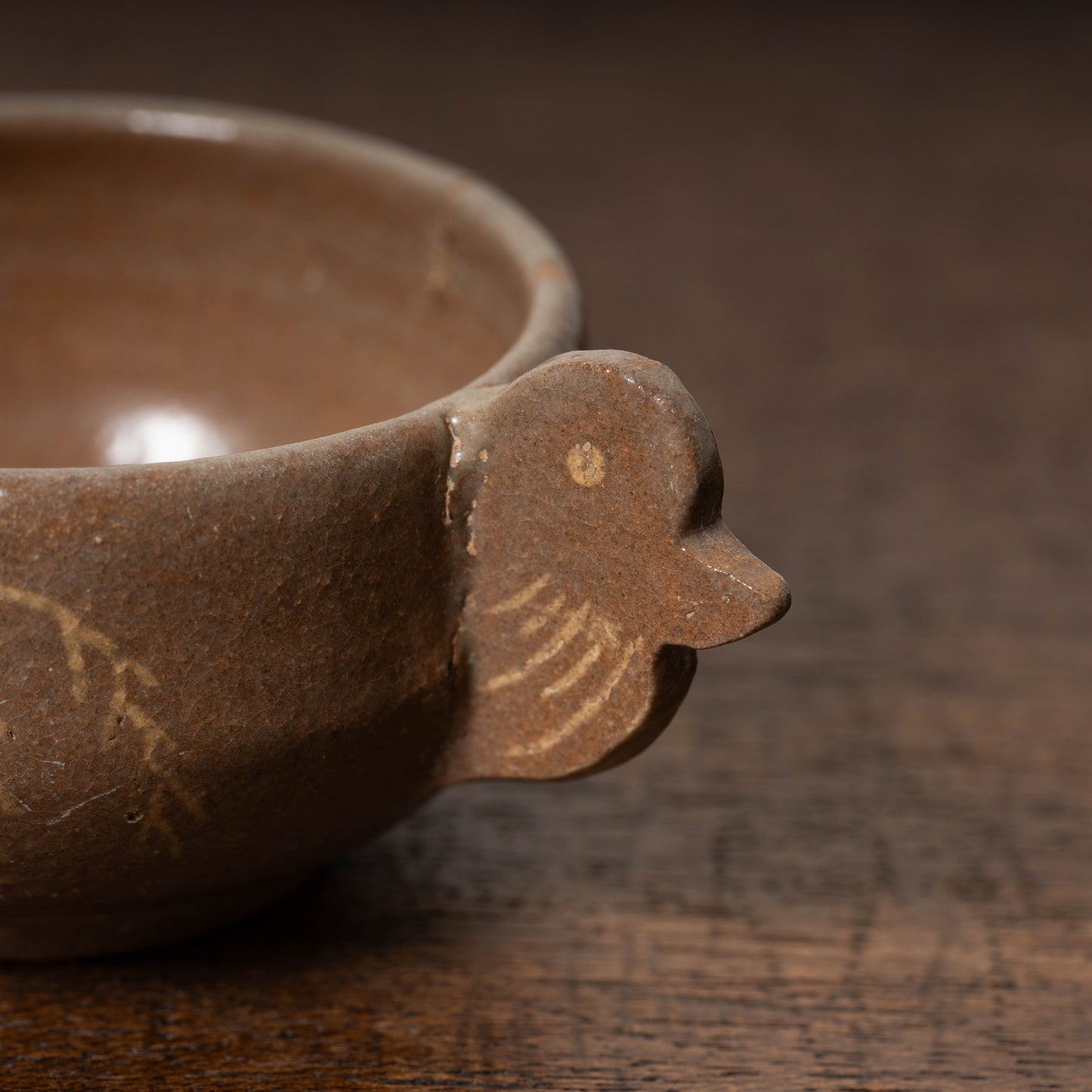 高麗 米色青磁柳文鳥耳小碗