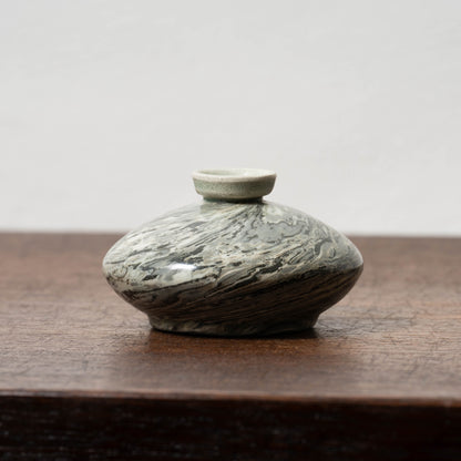 高麗 青磁練上油壺