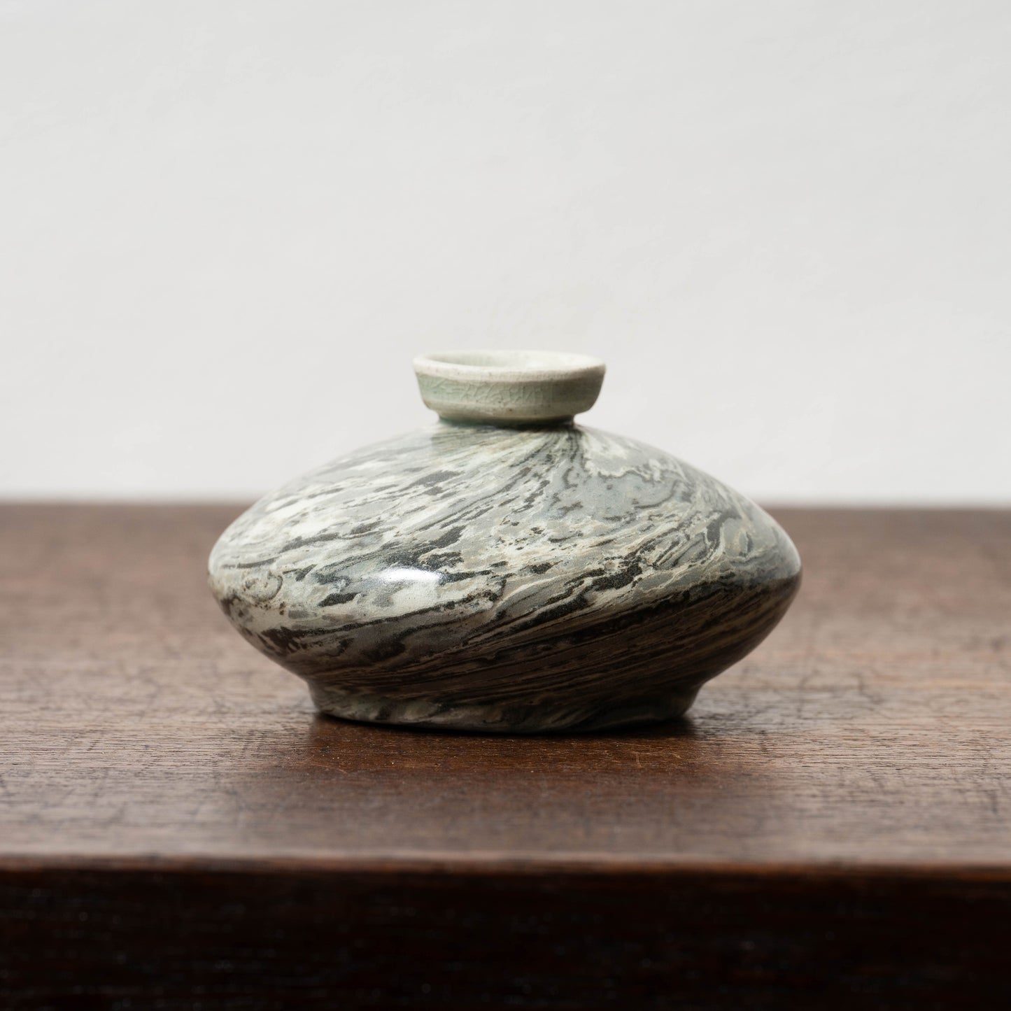 高麗 青磁練上油壺