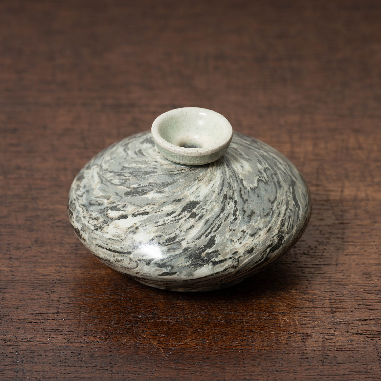 高麗 青磁練上油壺