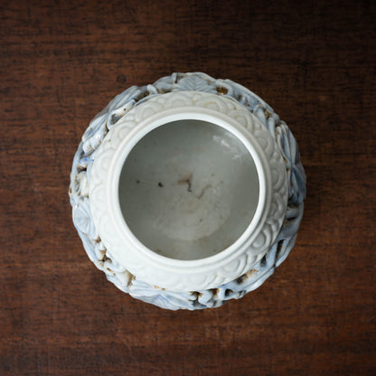 Joseon Blue-and-White Porcelain Brush Stand with Grapevine Design in Openwork