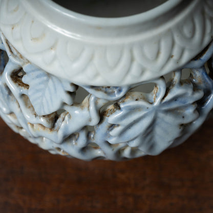 Joseon Blue-and-White Porcelain Brush Stand with Grapevine Design in Openwork