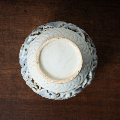 Joseon Blue-and-White Porcelain Brush Stand with Grapevine Design in Openwork