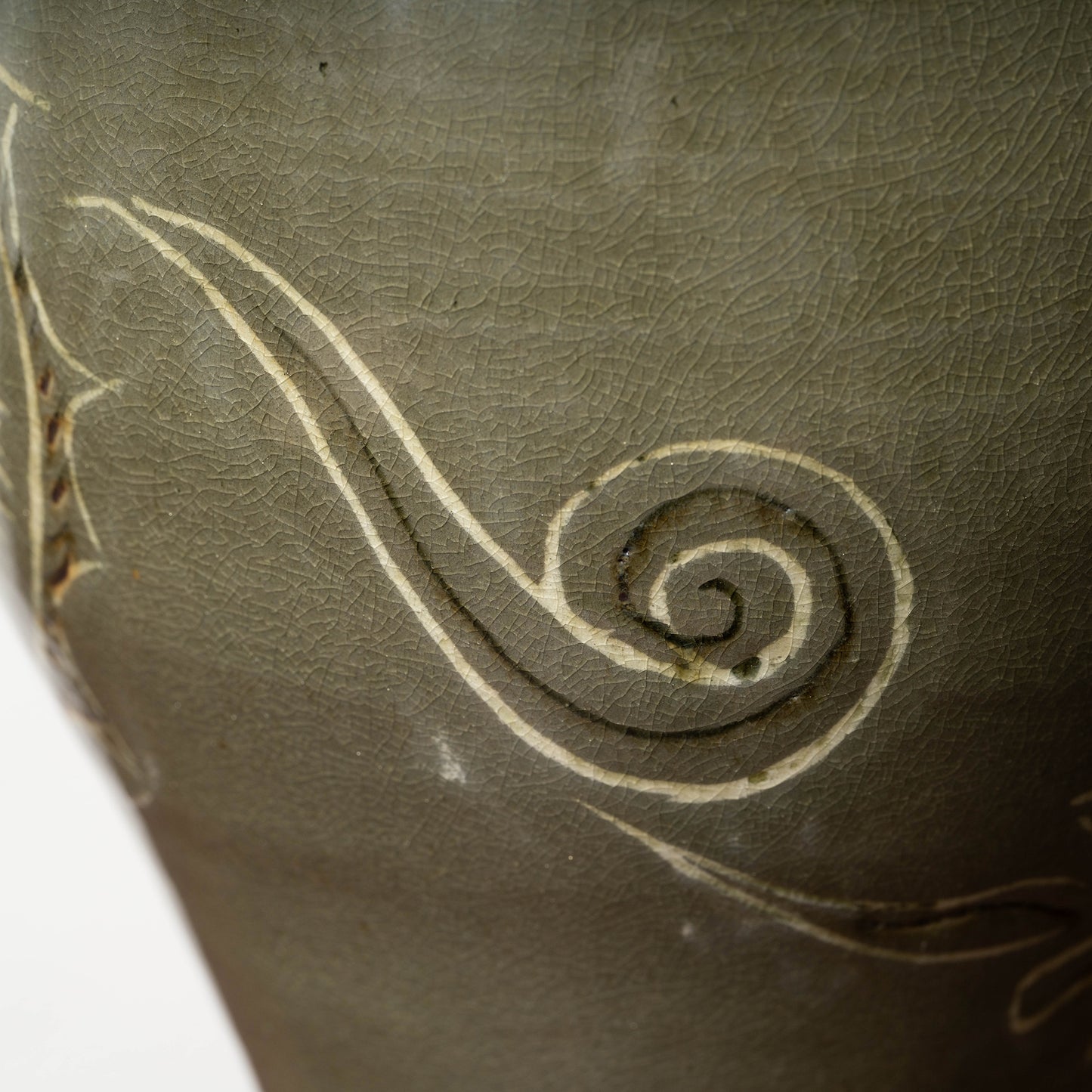 Goryeo Dynasty Celadon Mei-ping Vase with Inlaid Fish-Dragon Design
