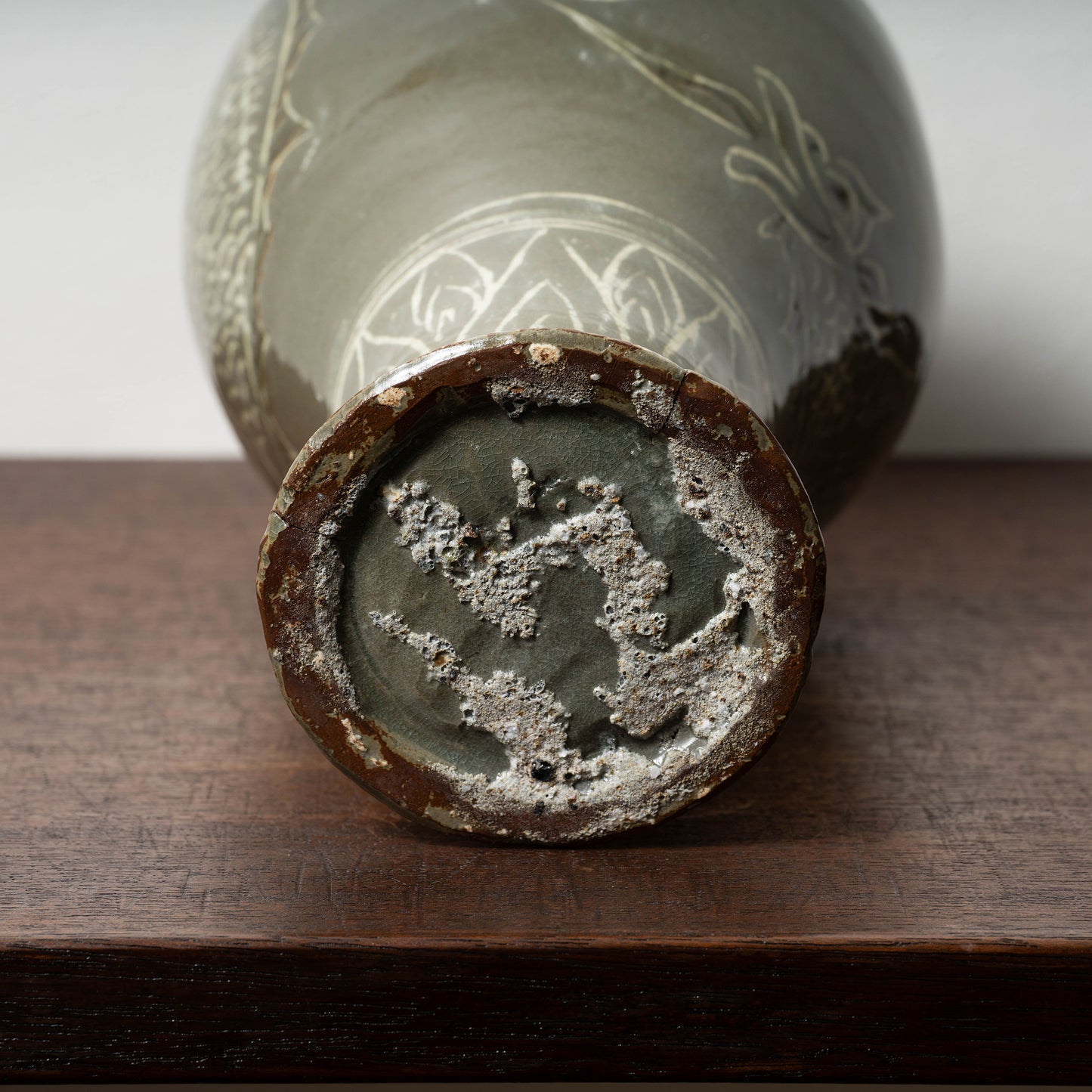Goryeo Dynasty Celadon Mei-ping Vase with Inlaid Fish-Dragon Design