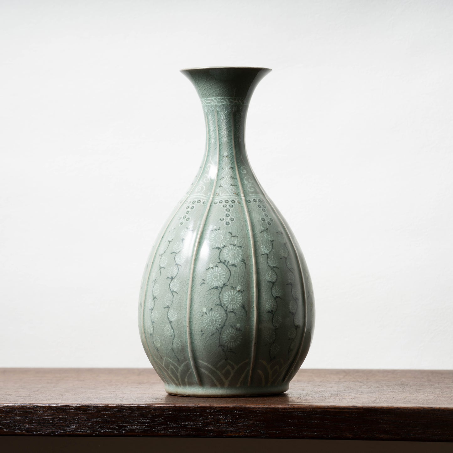 Goryeo Dynasty Celadon Vase with Inlaid Chrysanthemum Design