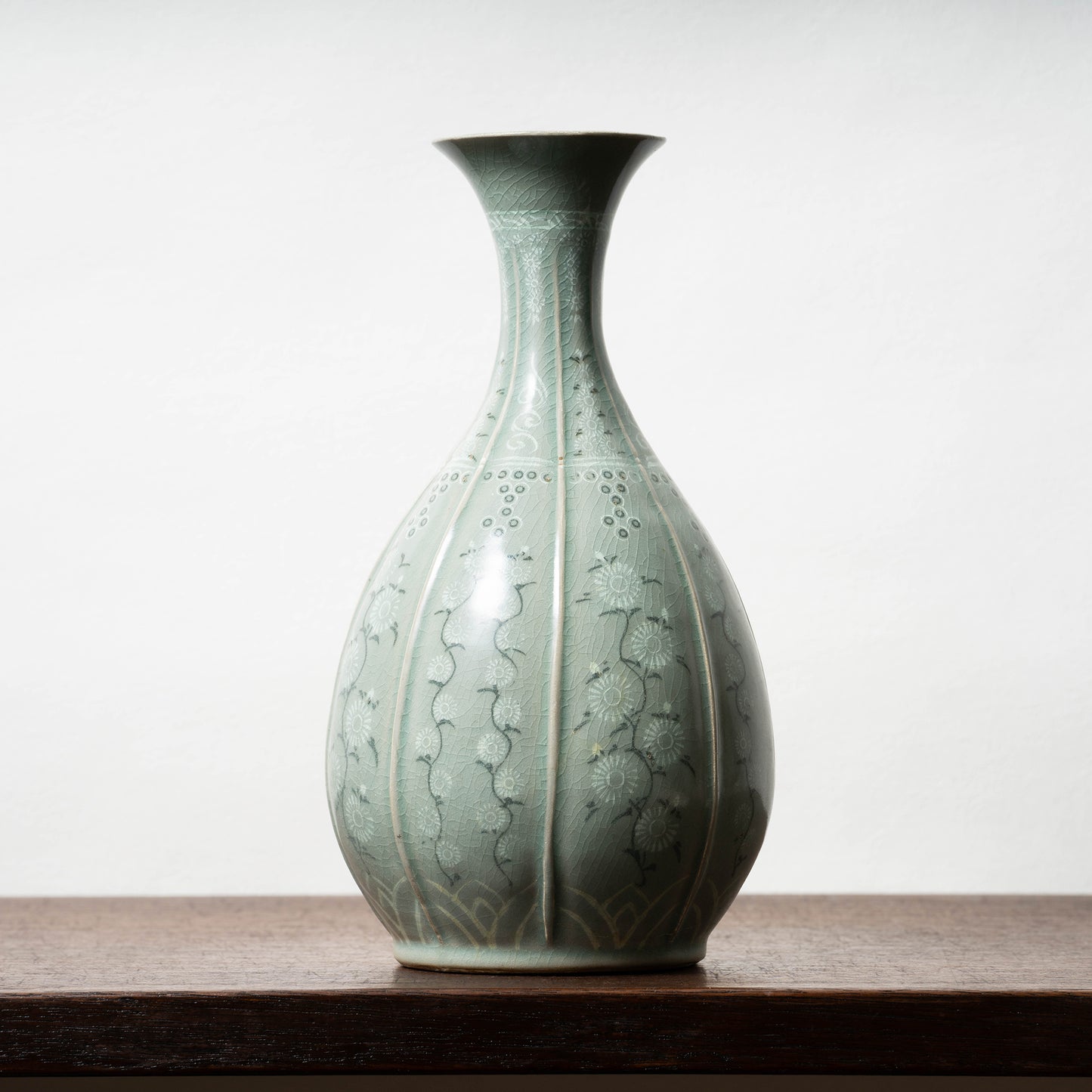 Goryeo Dynasty Celadon Vase with Inlaid Chrysanthemum Design