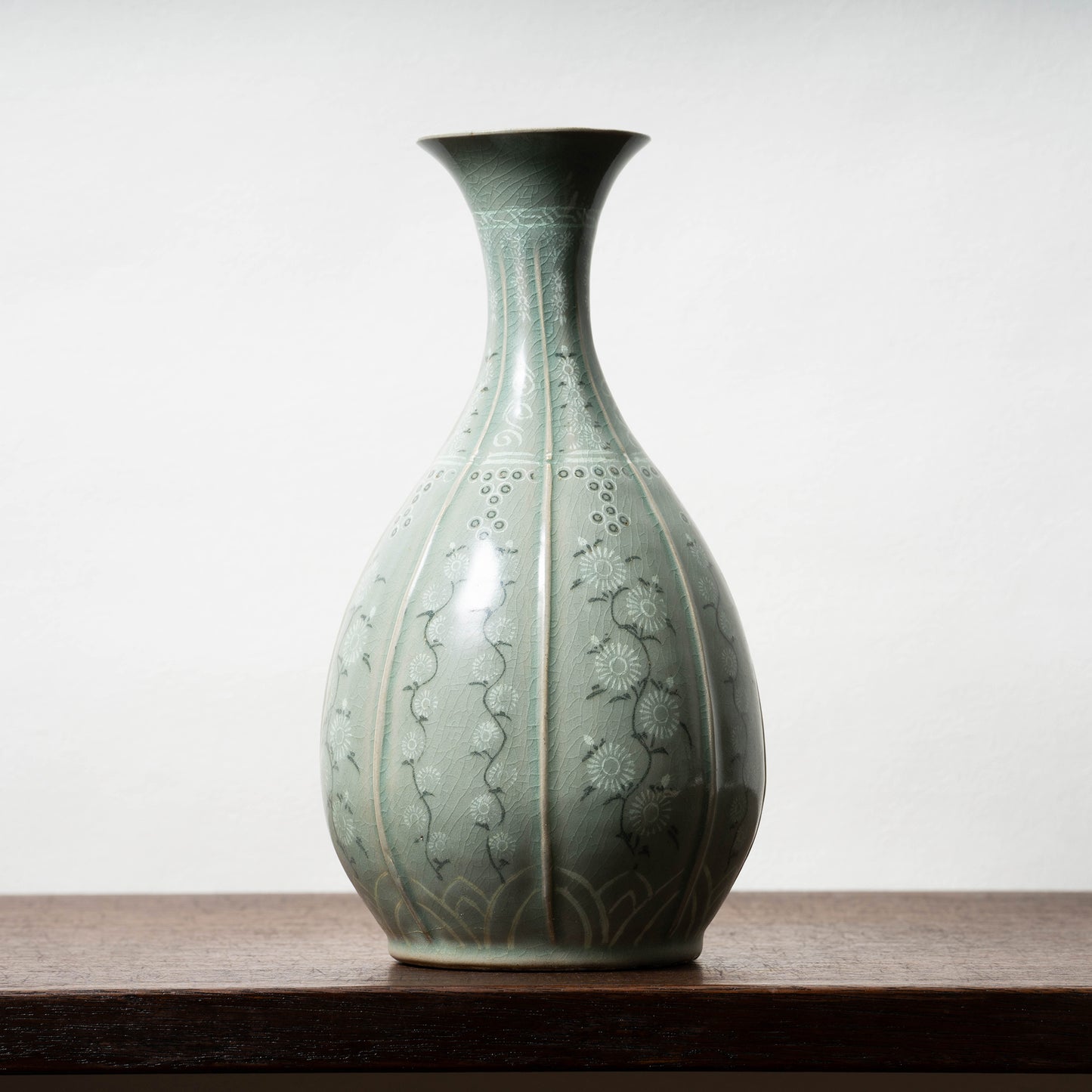 Goryeo Dynasty Celadon Vase with Inlaid Chrysanthemum Design