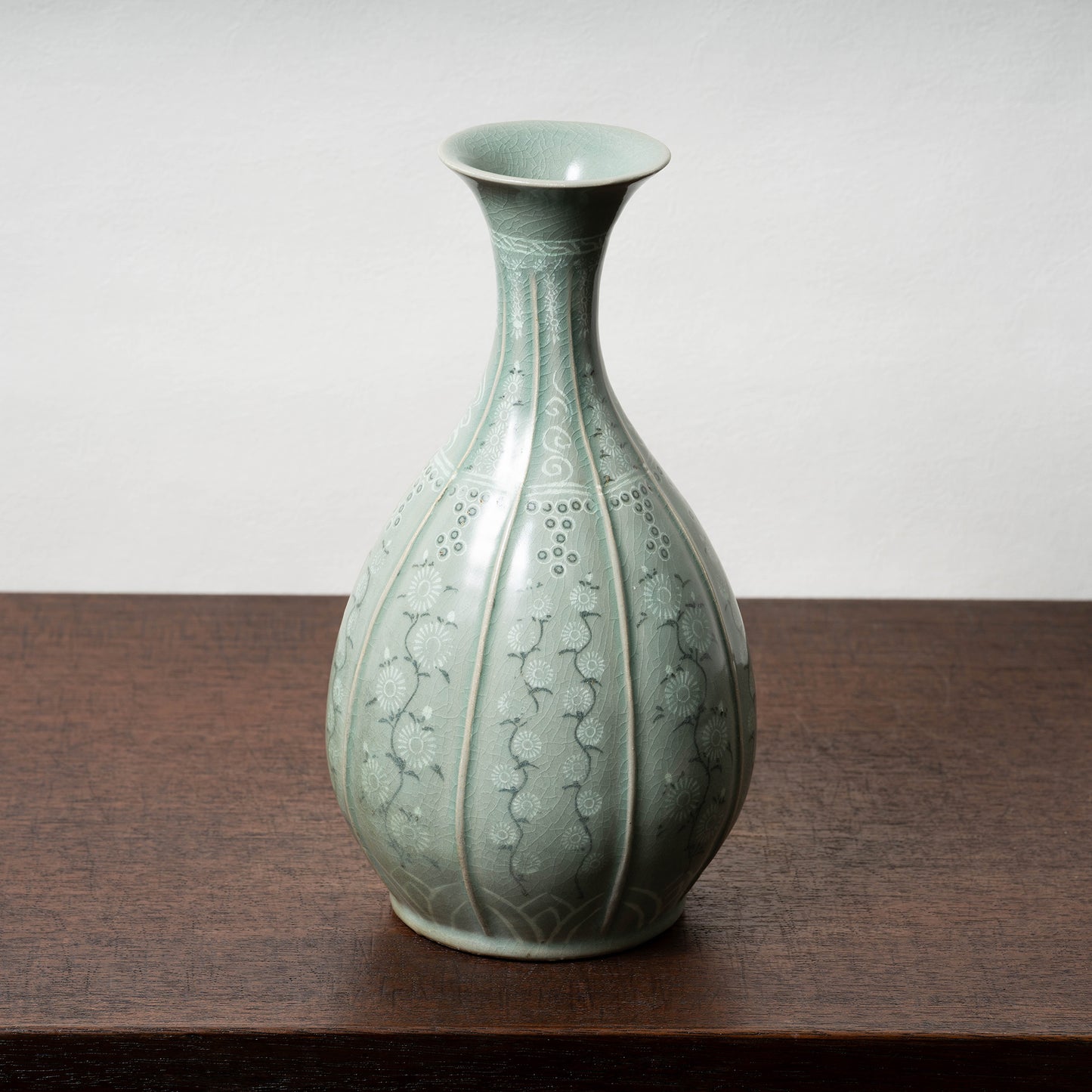 Goryeo Dynasty Celadon Vase with Inlaid Chrysanthemum Design