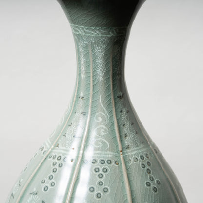 Goryeo Dynasty Celadon Vase with Inlaid Chrysanthemum Design