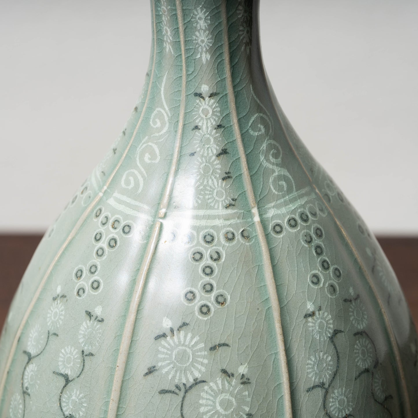 Goryeo Dynasty Celadon Vase with Inlaid Chrysanthemum Design