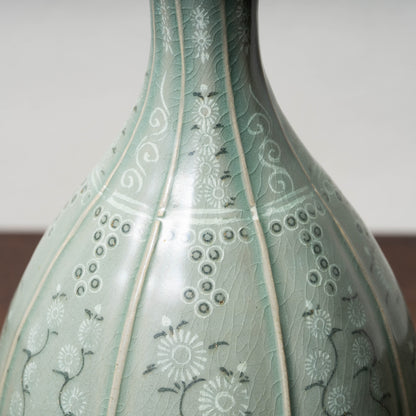 Goryeo Dynasty Celadon Vase with Inlaid Chrysanthemum Design