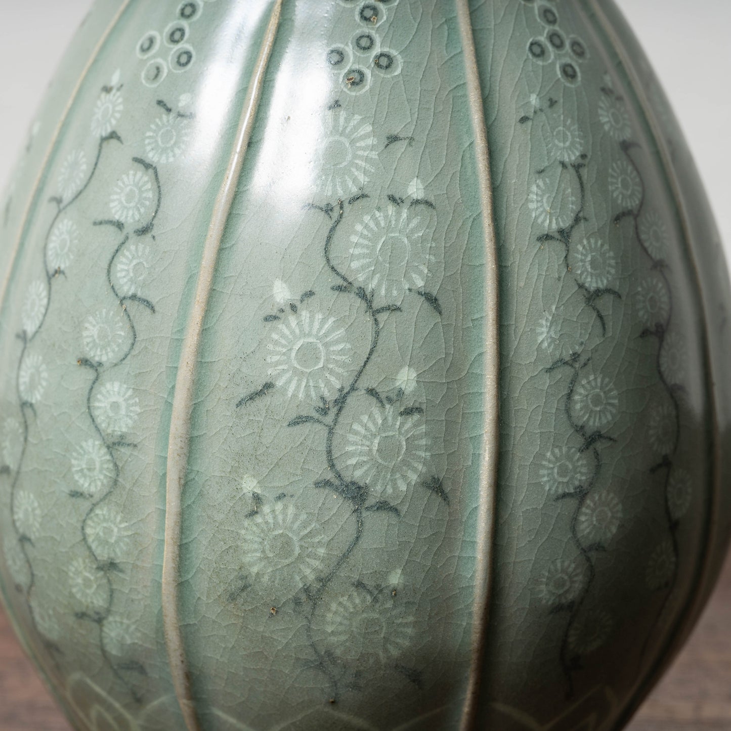 Goryeo Dynasty Celadon Vase with Inlaid Chrysanthemum Design