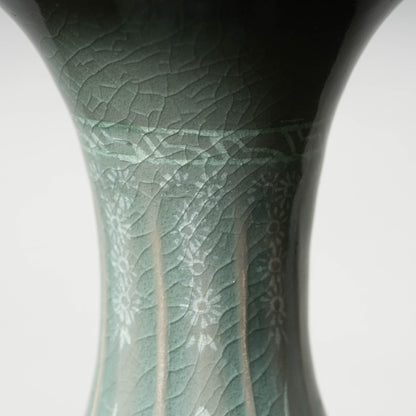 Goryeo Dynasty Celadon Vase with Inlaid Chrysanthemum Design