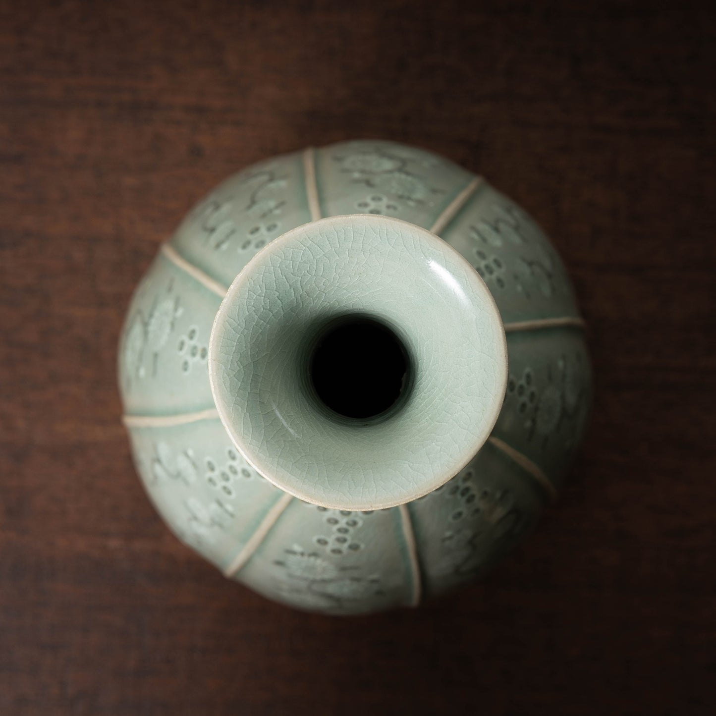 Goryeo Dynasty Celadon Vase with Inlaid Chrysanthemum Design