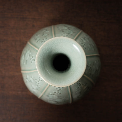 Goryeo Dynasty Celadon Vase with Inlaid Chrysanthemum Design