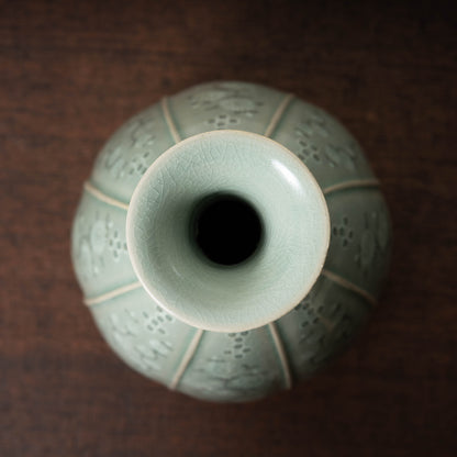 Goryeo Dynasty Celadon Vase with Inlaid Chrysanthemum Design