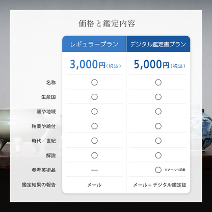 古陶磁オンライン写真鑑定サービス（デジタル鑑定証無し）