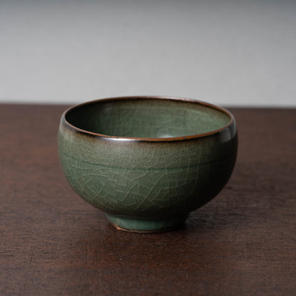 Yuan Dynasty Celadon Small Teabowl with Incised Flower Design