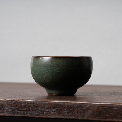 Yuan Dynasty Celadon Small Teabowl with Incised Flower Design
