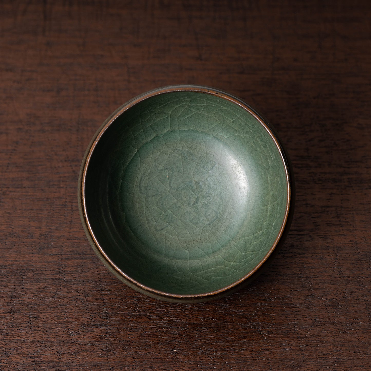 Yuan Dynasty Celadon Small Teabowl with Incised Flower Design