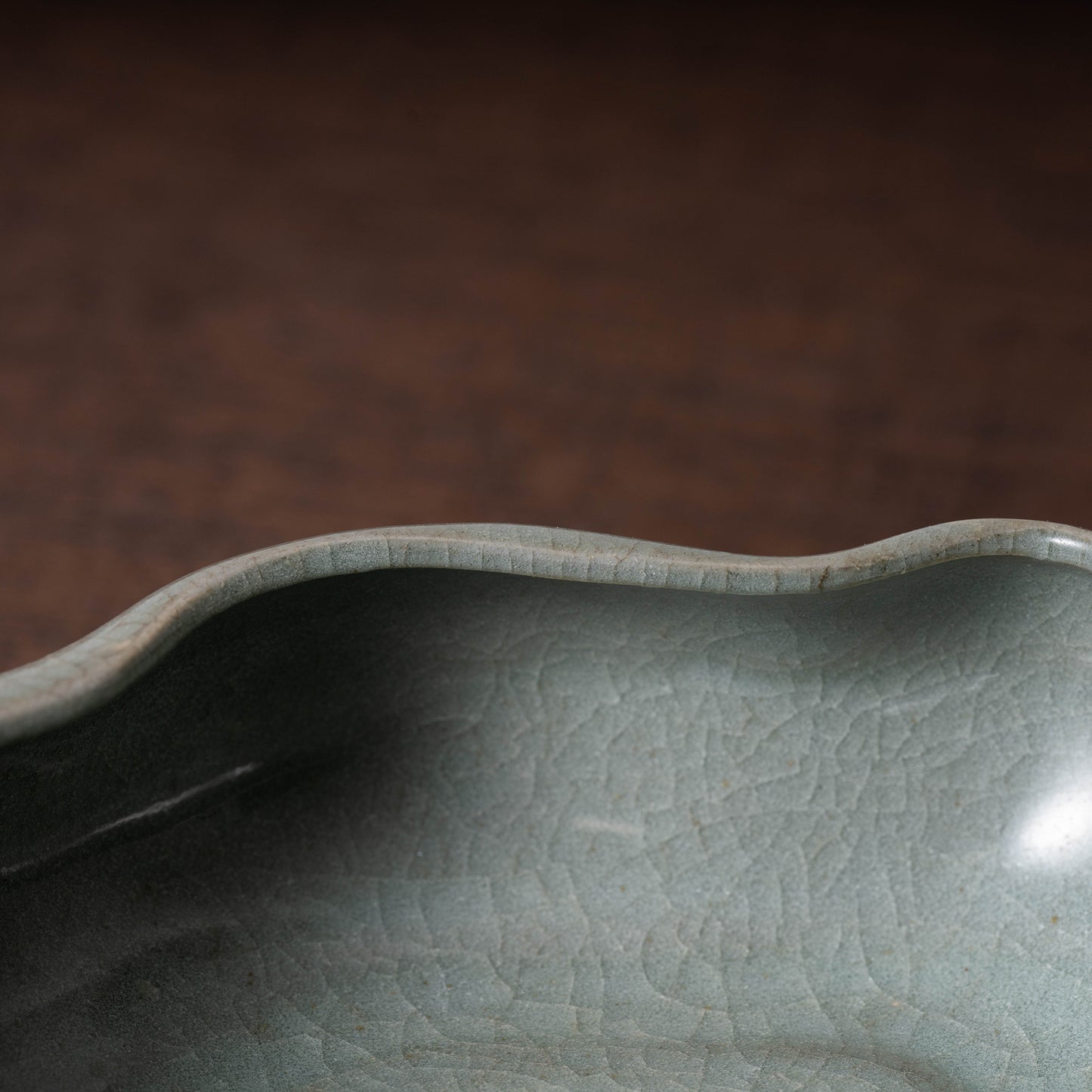 Southern Song Dynasty Guanware Celadon Bowl with Peach Shaped