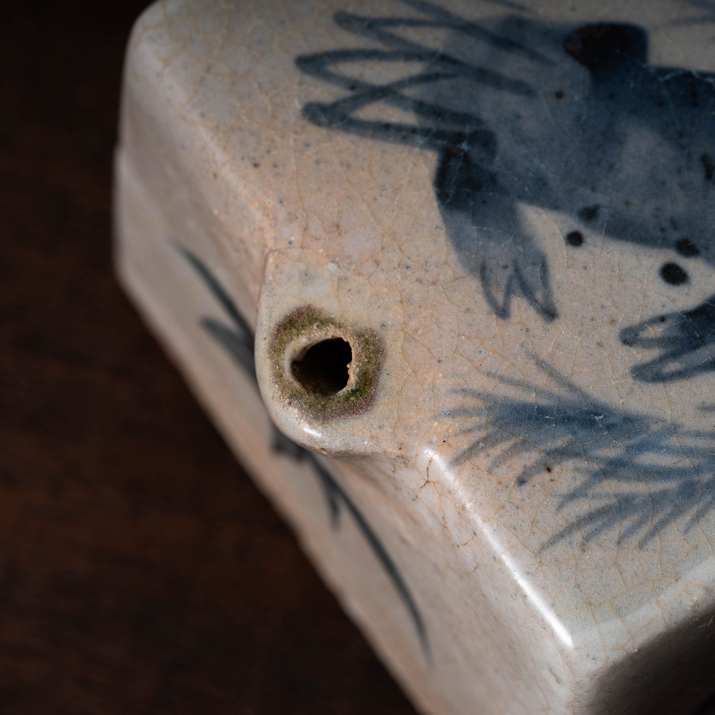 Joseon Dynasty Blue and White Porcelain Water Dropper with Crab Design