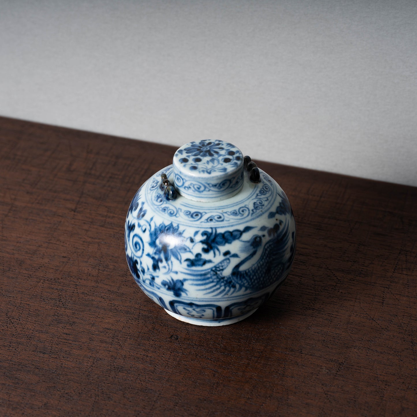 Yuan Dynasty Blue and white porcelain lidded jar
