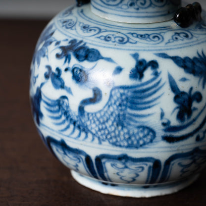 Yuan Dynasty Blue and white porcelain lidded jar