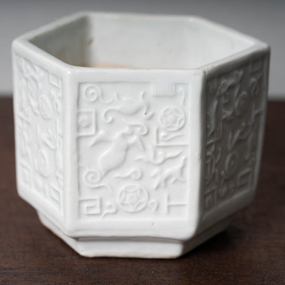 Ming Dynasty white porcelain Censer with Hexagon Design