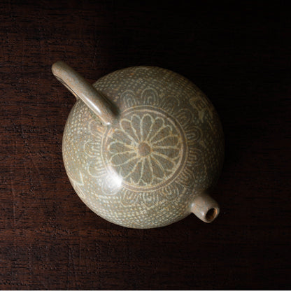 Goryeo Celadon Water Dropper with Inlaid Chrysanthemum Design