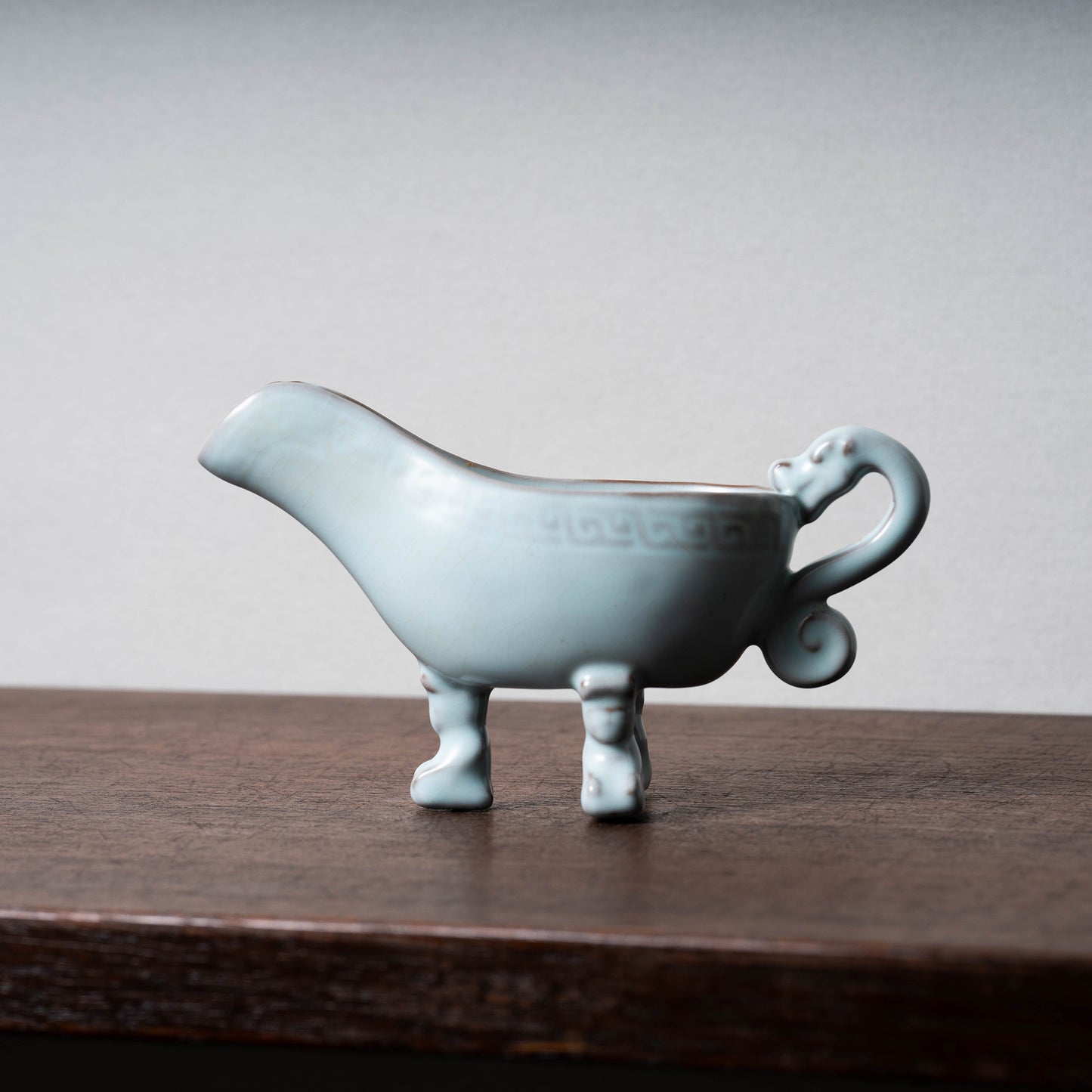 Qing Dynasty Ru ware-like celadon Ewer with Animal Foot