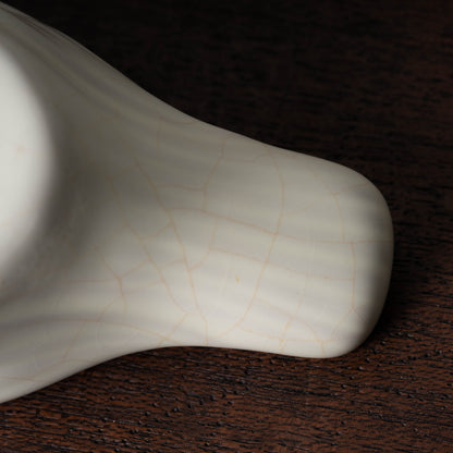 Qing Dynasty White Porcelain Brush Washer with Bird Design