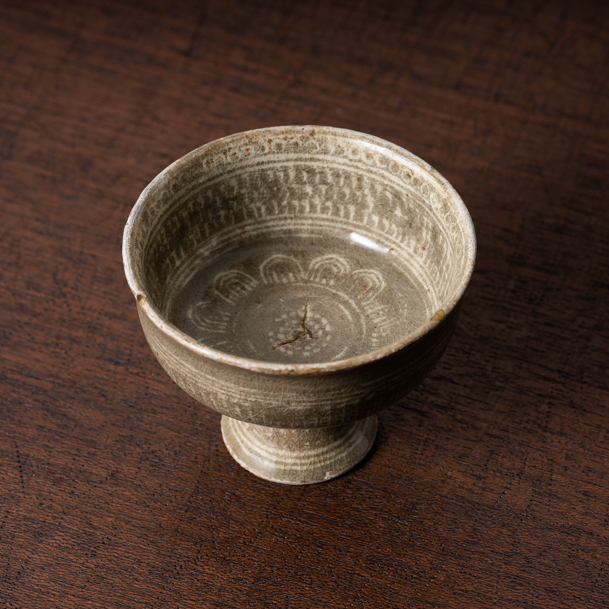 都内で 古代 高麗青磁 茶碗 直径16.7㎝ 東Y6-0515② 工芸品 