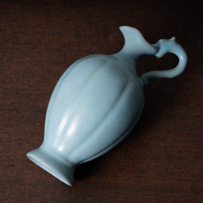 Qing Dynasty Ru ware-like Celadon Ewer with Dragon Handle
