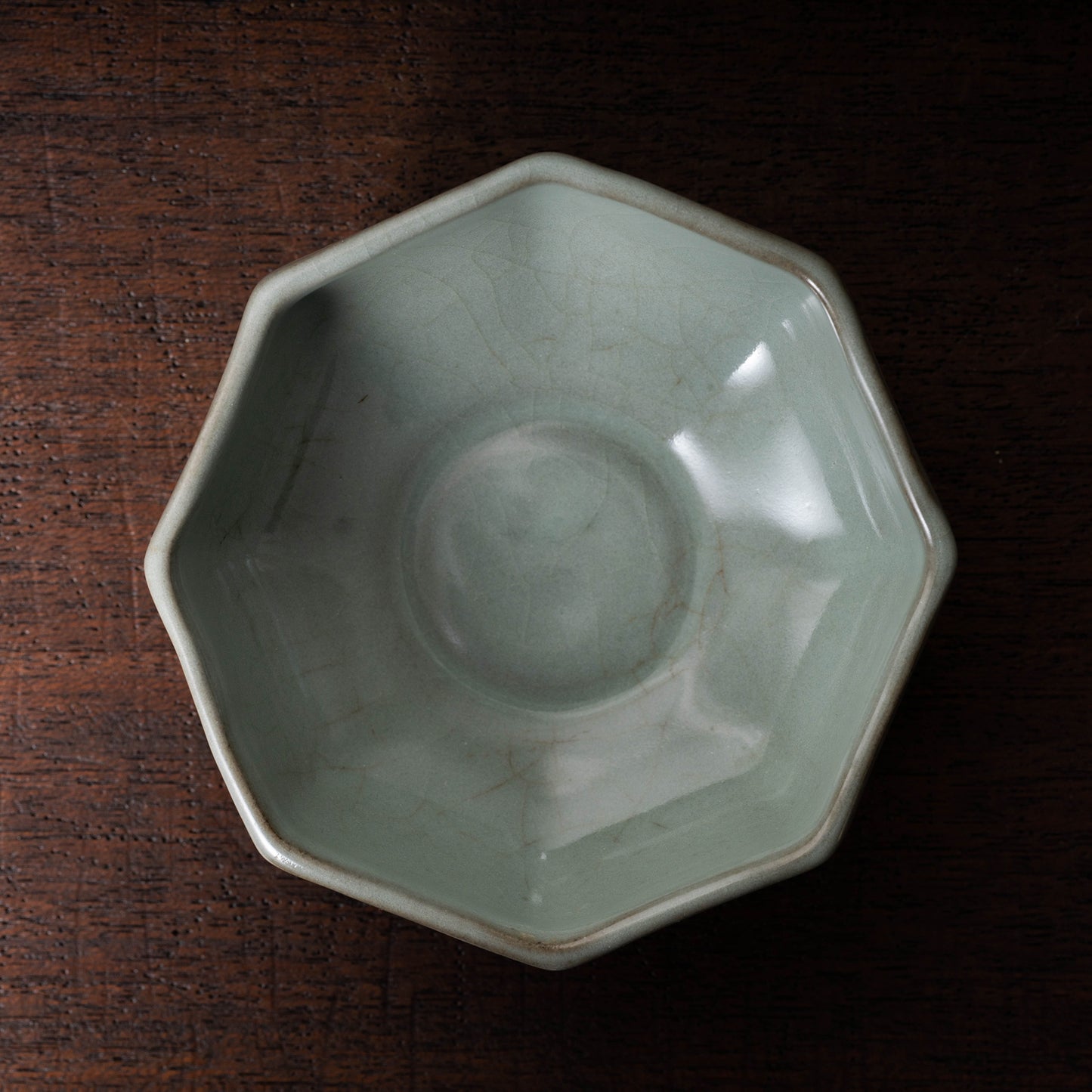 Southern Song Dynasty Celadon Teabowl with Octagonal Design