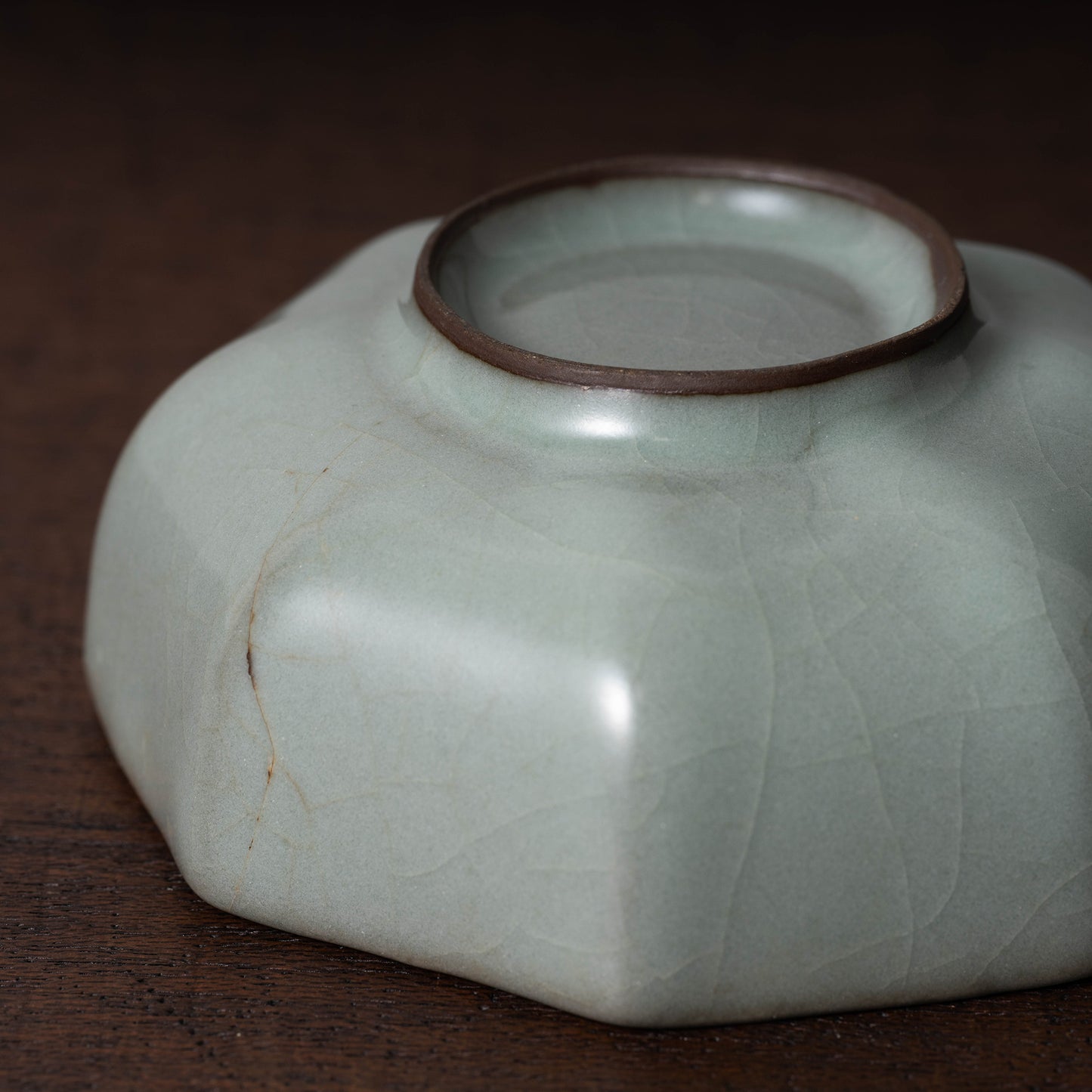 Southern Song Dynasty Celadon Teabowl with Octagonal Design