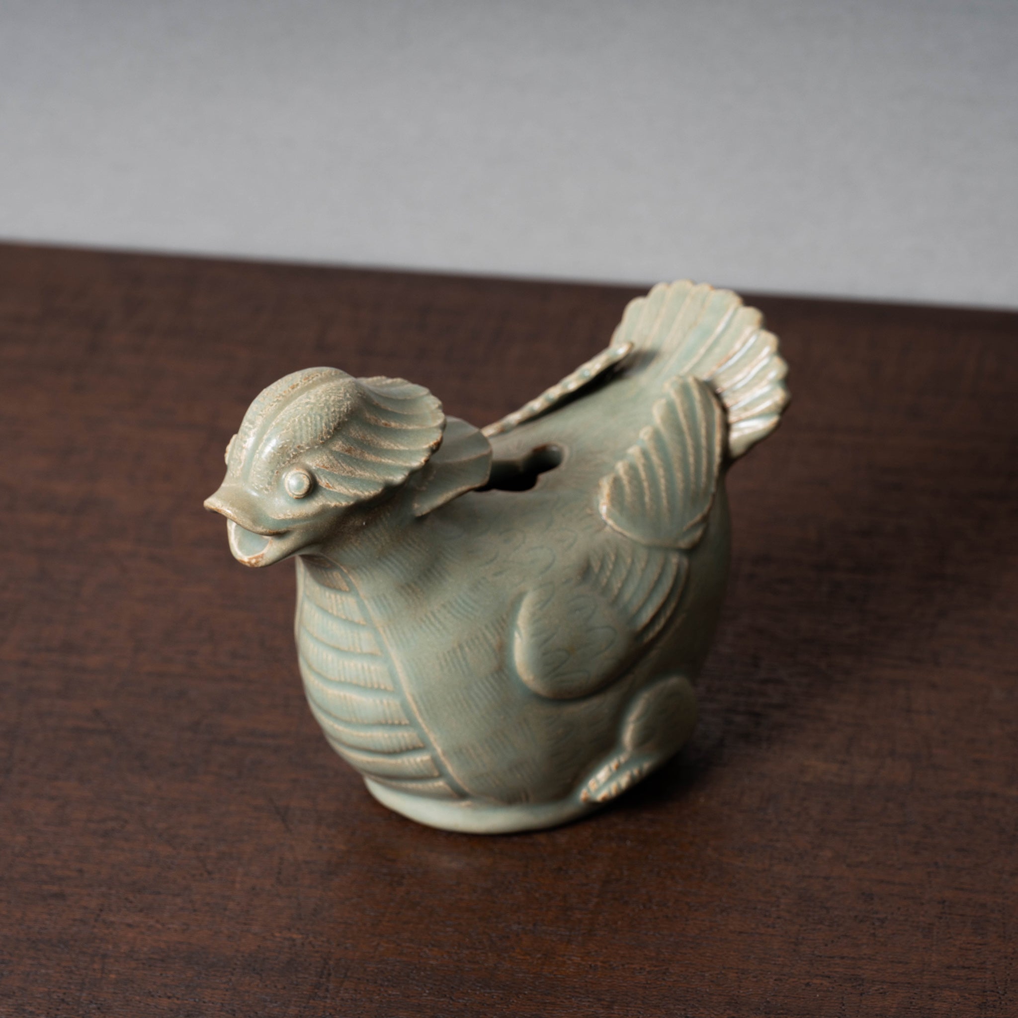 中国 青磁 水注 浮き彫り鳳紋 送料込み0416 - 工芸品