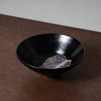Ming Dynasty Tenmoku Tea Bowl with Leaf Design