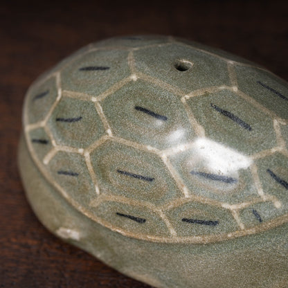 Goryeo Celadon Tortoise-Shaped Water Dropper with Inlaid